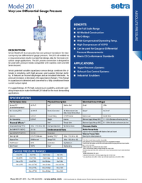 Thumbnail of document Data Sheet - 201 Low Differential Gauge Pressure Transducer